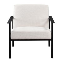 Milano Oatmeal White Stationary Metal Accent Chair