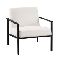 Milano Oatmeal White Stationary Metal Accent Chair