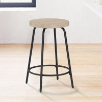 Como Backless Wood and Metal Counter Height Stool