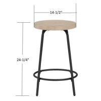 Como Backless Wood and Metal Counter Height Stool