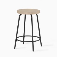 Como Backless Wood and Metal Counter Height Stool