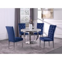 Layla Modern Velvet Upholstered Side Chairs in Blue Set of 2