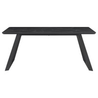 Smith Rectangle Ceramic Top Dining Table Black and Gunmetal