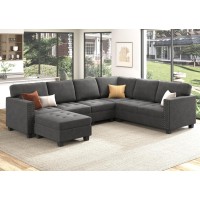 Honbay Velvet Convertible Sectional Sofa L Shaped Couch With Storage Ottoman Corner Sectional Couch With Reversible Chaise Grey