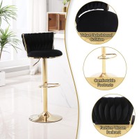 Oduwa Velvet Barstool Set Of 4,Woven 360 Swivel Counter Height Bar Stools With Gold Metal Legs,Modern Adjustable Dining Kitchen Pub Accent Chair With Back And Footrest Counter Height Dining Chairs