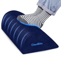 Cloudbliss Foot Rest For Under Desk At Work,Office Desk Accessories With Memory Foam And Washable Removable Cover, Foot Stool For Office, Car, Home To Foot Support And Relax Ankles, Blue