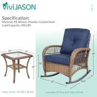 Vivijason 3Piece Outdoor Conversation Bistro Set Patio Wicker Rocking Chairs Rattan Furniture Sets W 2 Rattan Chairs Cushion