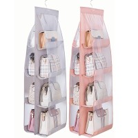 Aarainbow 2 Packs Hanging Handbag Purse Organizer Handbag Organizer 8 Pockets Hanging Hand Bag Organizer Wardrobe Closet Purse