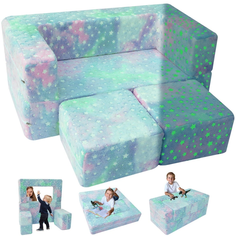 Memorecool Kids Couch Toddler Couch Stars Glow In The Dark Kids Couch Fold Out Baby Couch Kids Bedroom Furniture Kids Sofa Pl