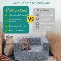 Memorecool Toddler Chair Dogs Glow In Dark Kids Couch Fold Out Modular Chair For Boy Girl Grey Baby Sofa For Bedroom Lounge