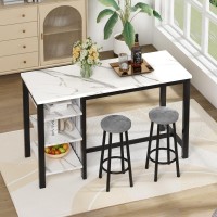 Awqm Bar Table Set With Storage Shelves, 47