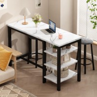 Awqm Bar Table Set With Storage Shelves, 47