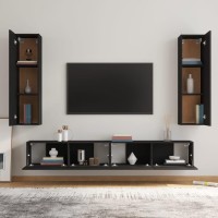 Vidaxl 4 Piece Tv Stand Set Black Engineered Wood