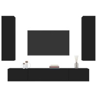 Vidaxl 4 Piece Tv Stand Set Black Engineered Wood
