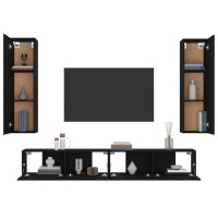 Vidaxl 4 Piece Tv Stand Set Black Engineered Wood