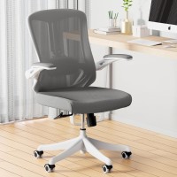 Balmstar Office Chair, Ergonomic Desk Chair Home Office Desk Chairs, Breathable Mid-Back Comfortable Mesh Computer Chair With Pu Silent Wheels, Flip-Up Armrests, Tilt Function, Lumbar Support (Grey)