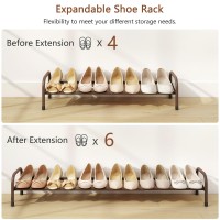 Gewudraw 1Tier Shoe Rack Expandable Width Adjustable Shoe Shelf Storage Organizer 4153 Metal Standing Shoe Rack For Bedroo