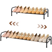 Gewudraw 1Tier Shoe Rack Expandable Width Adjustable Shoe Shelf Storage Organizer 4153 Metal Standing Shoe Rack For Bedroo