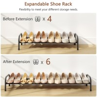 Gewudraw 1Tier Shoe Rack Expandable Width Adjustable Shoe Shelf Storage Organizer 4153 Metal Standing Shoe Rack For Bedroo