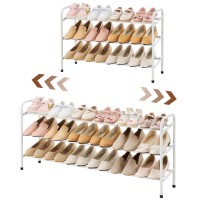 Gewudraw 3Tier Shoe Rack Expandable Width Adjustable Shoe Shelf Storage Organizer 4153 Metal Standing Shoe Rack For Bedroo