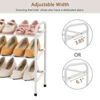 Gewudraw 3Tier Shoe Rack Expandable Width Adjustable Shoe Shelf Storage Organizer 4153 Metal Standing Shoe Rack For Bedroo