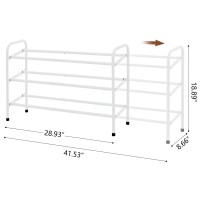 Gewudraw 3Tier Shoe Rack Expandable Width Adjustable Shoe Shelf Storage Organizer 4153 Metal Standing Shoe Rack For Bedroo