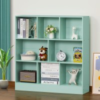 Leyaoyao 8 Cube Bookshelf With Base 3 Tier Modern Mintgreen Kids Bookcase Standing Wide Bookshelves Storage Organizer Toy Shelf