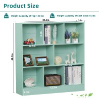 Leyaoyao 8 Cube Bookshelf With Base 3 Tier Modern Mintgreen Kids Bookcase Standing Wide Bookshelves Storage Organizer Toy Shelf