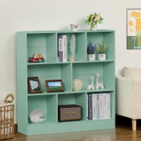 Leyaoyao 8 Cube Bookshelf With Base 3 Tier Modern Mintgreen Kids Bookcase Standing Wide Bookshelves Storage Organizer Toy Shelf