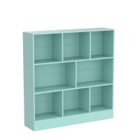 Leyaoyao 8 Cube Bookshelf With Base 3 Tier Modern Mintgreen Kids Bookcase Standing Wide Bookshelves Storage Organizer Toy Shelf