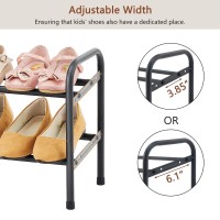 Gewudraw 2Tier Shoe Rack Expandable Width Adjustable Shoe Shelf Storage Organizer 4153 Metal Standing Shoe Rack For Bedroo