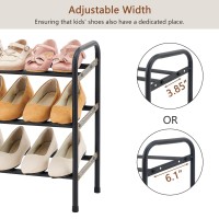 Gewudraw 3Tier Shoe Rack Expandable Width Adjustable Shoe Shelf Storage Organizer 4153 Metal Standing Shoe Rack For Bedroo