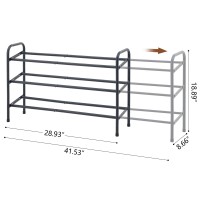 Gewudraw 3Tier Shoe Rack Expandable Width Adjustable Shoe Shelf Storage Organizer 4153 Metal Standing Shoe Rack For Bedroo