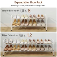 Gewudraw 2Tier Shoe Rack Expandable Width Adjustable Shoe Shelf Storage Organizer 4153 Metal Standing Shoe Rack For Bedroo