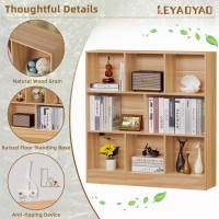 Leyaoyao 8 Cube Bookshelf With Base 3 Tier Midcentury Modern Natural Bookcase Standing Wide Bookshelves Storage Organizer Shelf