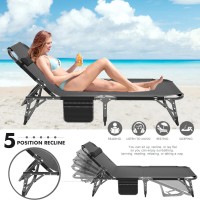 Aboron Patio Lounge Chair 3In1 Folding Heavy Duty 500Lb Loading Chaise Chair Adjustable Portable Chair For Home Garden Beach O