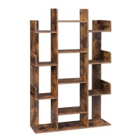 VASAGLE Bookshelf, Tree-Shaped Bookcase with 13 Storage Shelves, Rounded Corners & 9-Tier Floor Standing Tree Bookshelf, with Shelves for Living Room, Home Office, Rustic Brown ULBC11BX