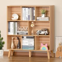 Leyaoyao Wooden 8 Cube Book Shelf Natural 3 Tier Bookshelf With Legs Modern Open Storage Organizer Boho Bookcase Display Cabin