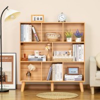 Leyaoyao Wooden 8 Cube Book Shelf Natural 3 Tier Bookshelf With Legs Modern Open Storage Organizer Boho Bookcase Display Cabin