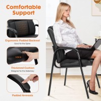 Sweetcrispy Waiting Room Chairs Reception Chair Office Guest Chairs, Big And Tall Executive Office Chair Pu Leather Desk Chair No Wheels, Lobby Chair Conference Room Chair With Padded Arms