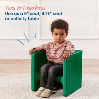 Ecr4Kids Tri-Me 3-In-1 Cube Chair, Kids Furniture, Green