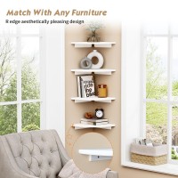 Forbena White Corner Floating Shelves For Wall Set Of 4 Rounded Corner Shelves Wall Mounted For Kids Bedroom Books Cute Wood H