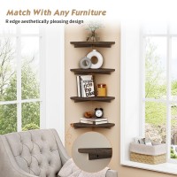 Forbena Floating Corner Shelves For Wall Set Of 4 Small Corner Bookshelf For Bedroom Books Round Wooden Corner Shelf Wall Moun