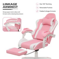 Monibloom Gaming Chair With Headrest Lumbar Support Ergonomic Computer Racing Chair With Footrest Adjustable Hight Leather Sw