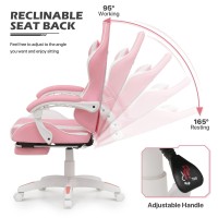 Monibloom Gaming Chair With Headrest Lumbar Support Ergonomic Computer Racing Chair With Footrest Adjustable Hight Leather Sw