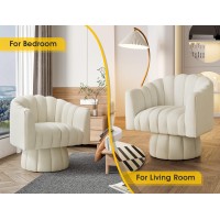 Dewhut Mid Century 360 Degree Swivel Cuddle Barrel Accent Sofa Chairs, Round Armchairs With Wide Upholstered, Fluffy Velvet Fabric Chair For Living Room, Bedroom, Office, Waiting Rooms, (Beige)