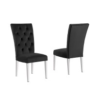 Layla Modern Velvet Upholstered Side Chairs in Black Set of 2