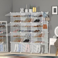 Homidec Clear Shoe Organizer 3 By 8 Tier Shoe Rack Shoe Storage Cabinet Stackable Shoe Storage For Closet Hallway Living Room B