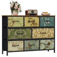 Furnulem 8 Drawer Dresser Wide Fabric Chest Of Drawers Vintage Furniture For Bedroom Living Room Nursery Hallway Closet Cl