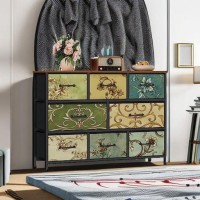 Furnulem 8 Drawer Dresser Wide Fabric Chest Of Drawers Vintage Furniture For Bedroom Living Room Nursery Hallway Closet Cl